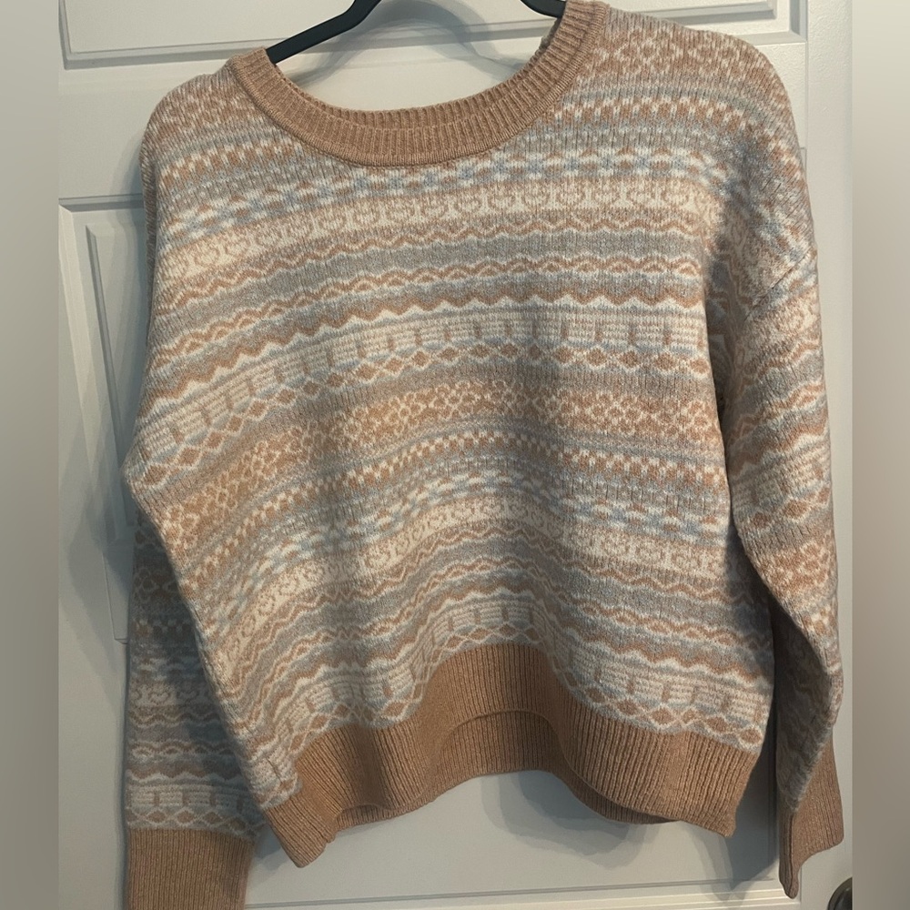 Lydia Fair Isle Sweater in Taupe pattern. Size Large